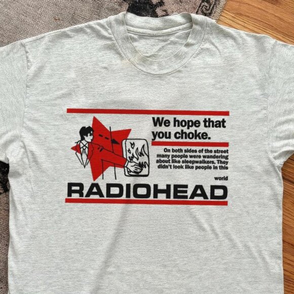 Vintage 90s Radiohead Band Rock Music Merch T-Shirt, Radiohead unisex tee grey - Picture 2 of 4